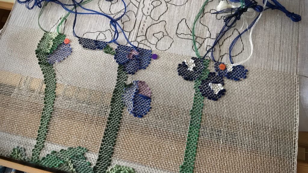 Texas bluebonnets in a woven transparency...in progress!