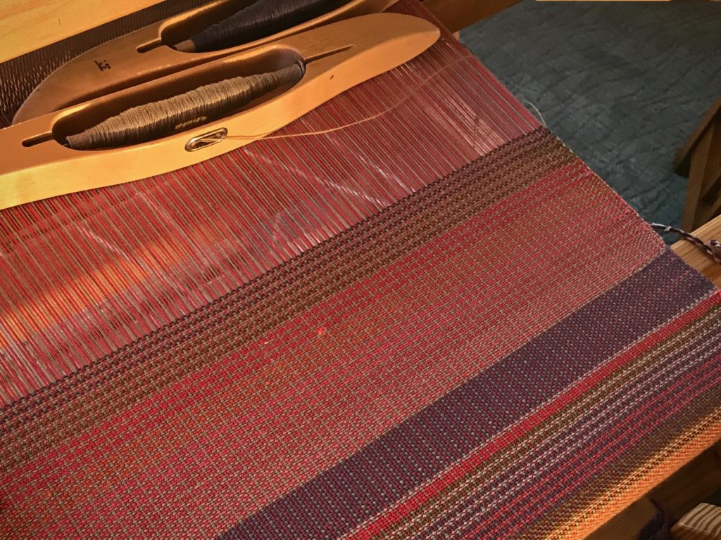 Weaving at dusk fails to show true impact of the colors.