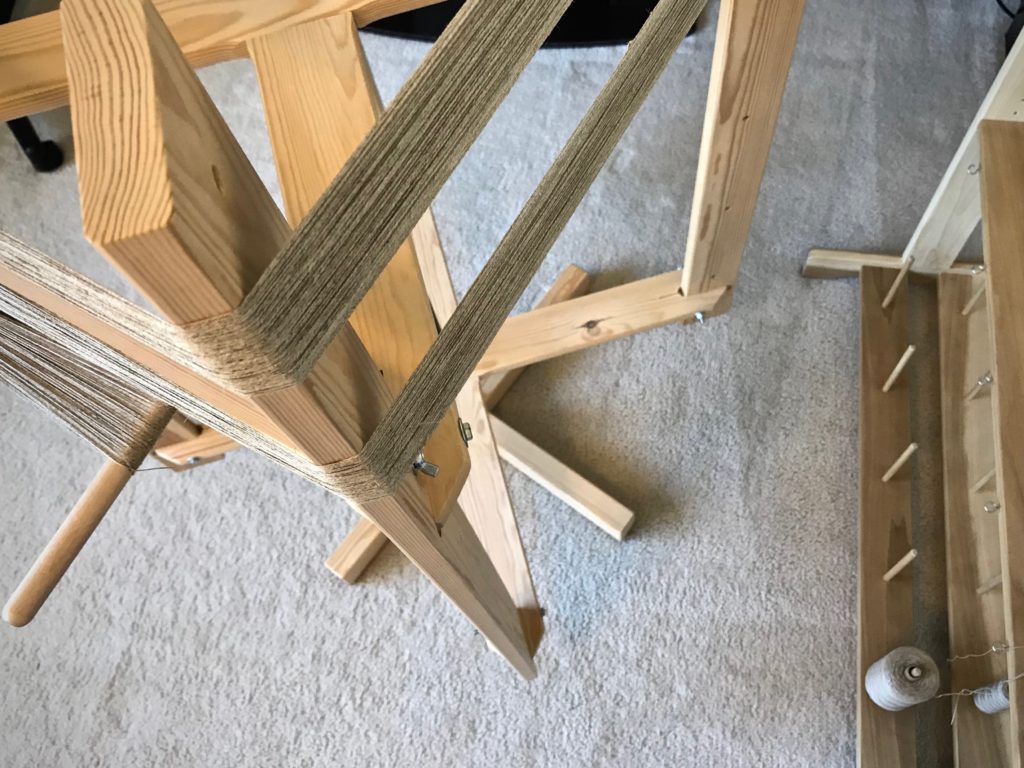 Winding a linen warp.