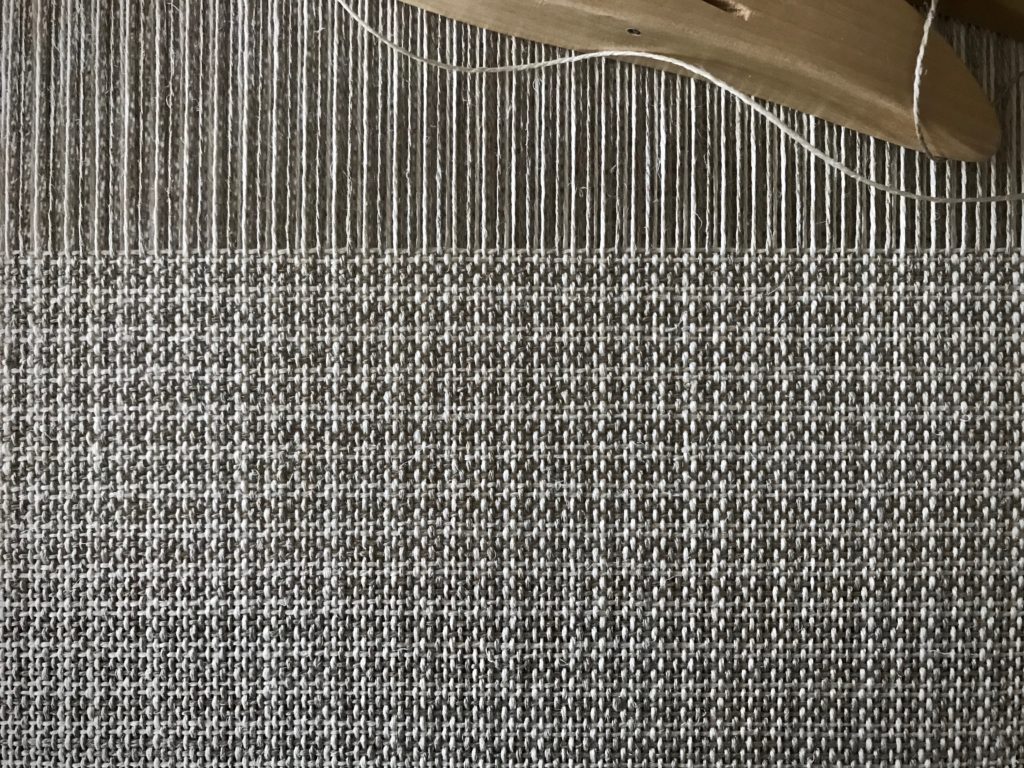 Warp and weft stripes in linen.