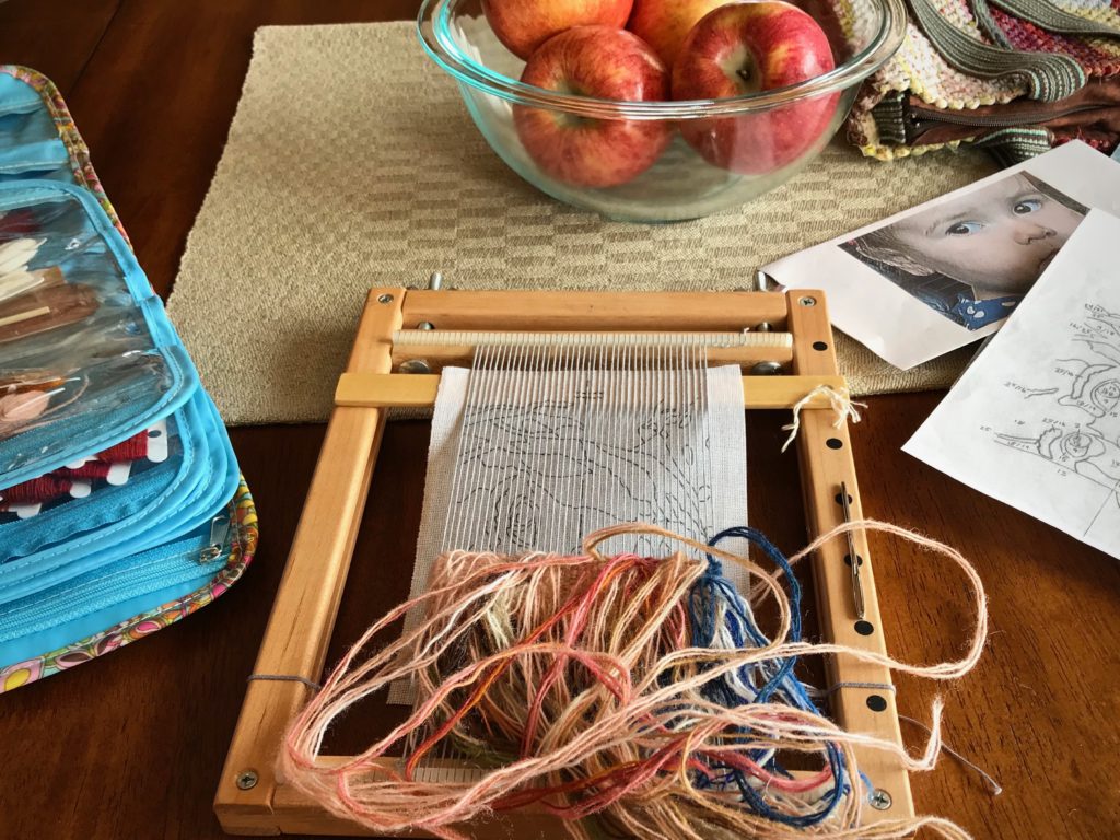 Small tapestry in progress. Travel weaving.