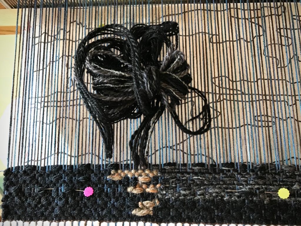 Beginning of a four-shaft tapestry.