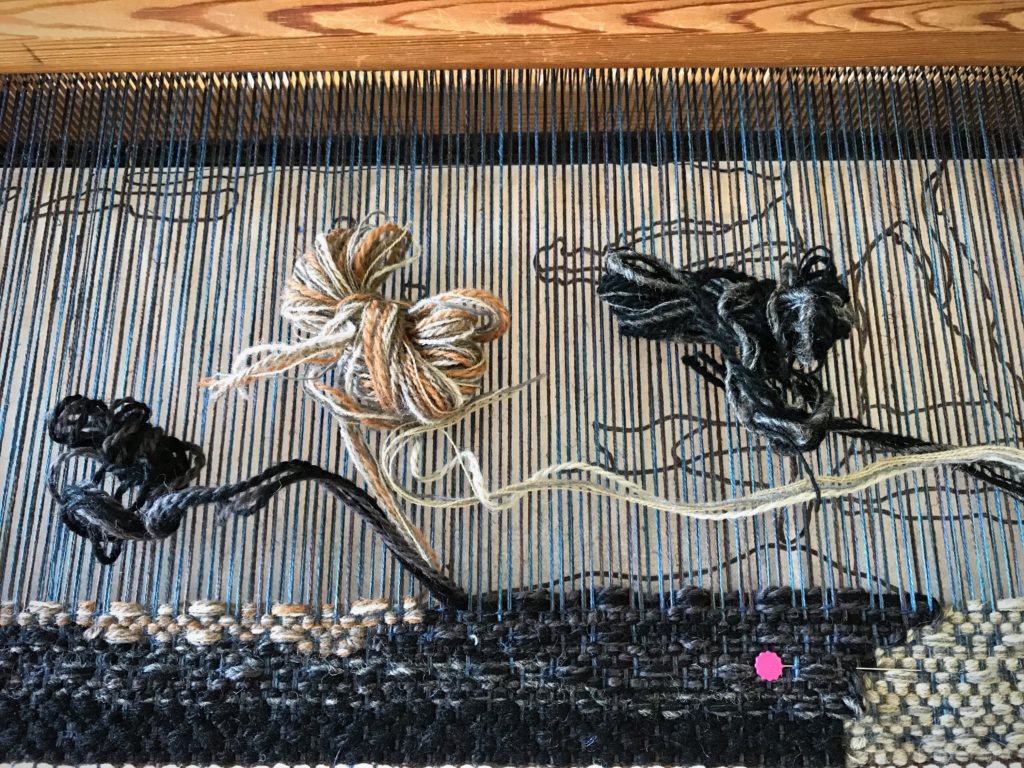 Wool butterflies for a four-shaft tapestry on the Glimakra Ideal.