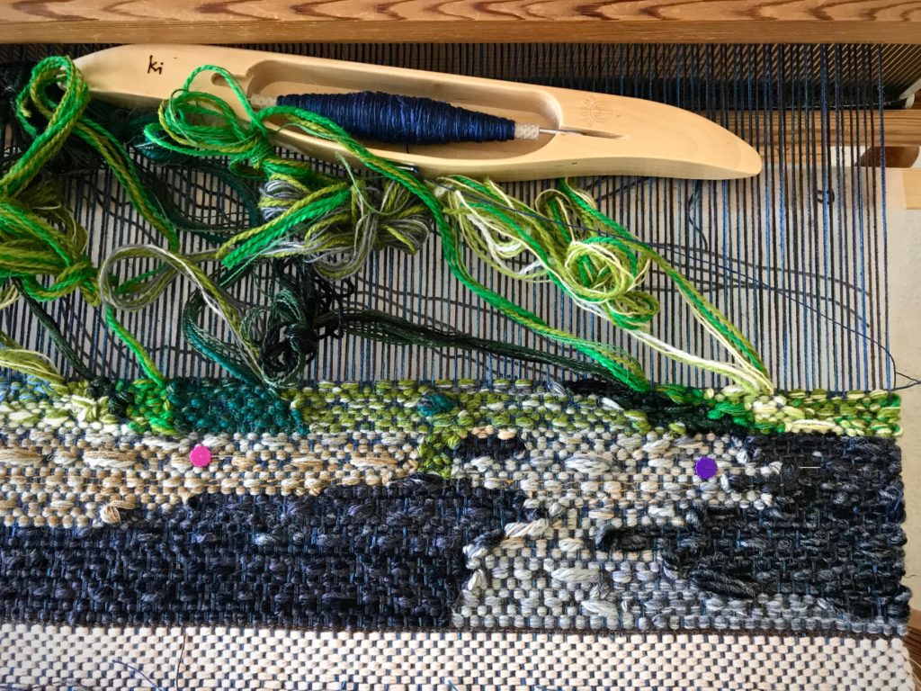 Beginning a new four-shaft tapestry.