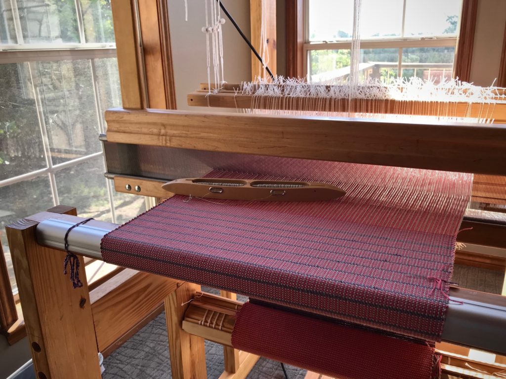 Cotton placemats on the loom.