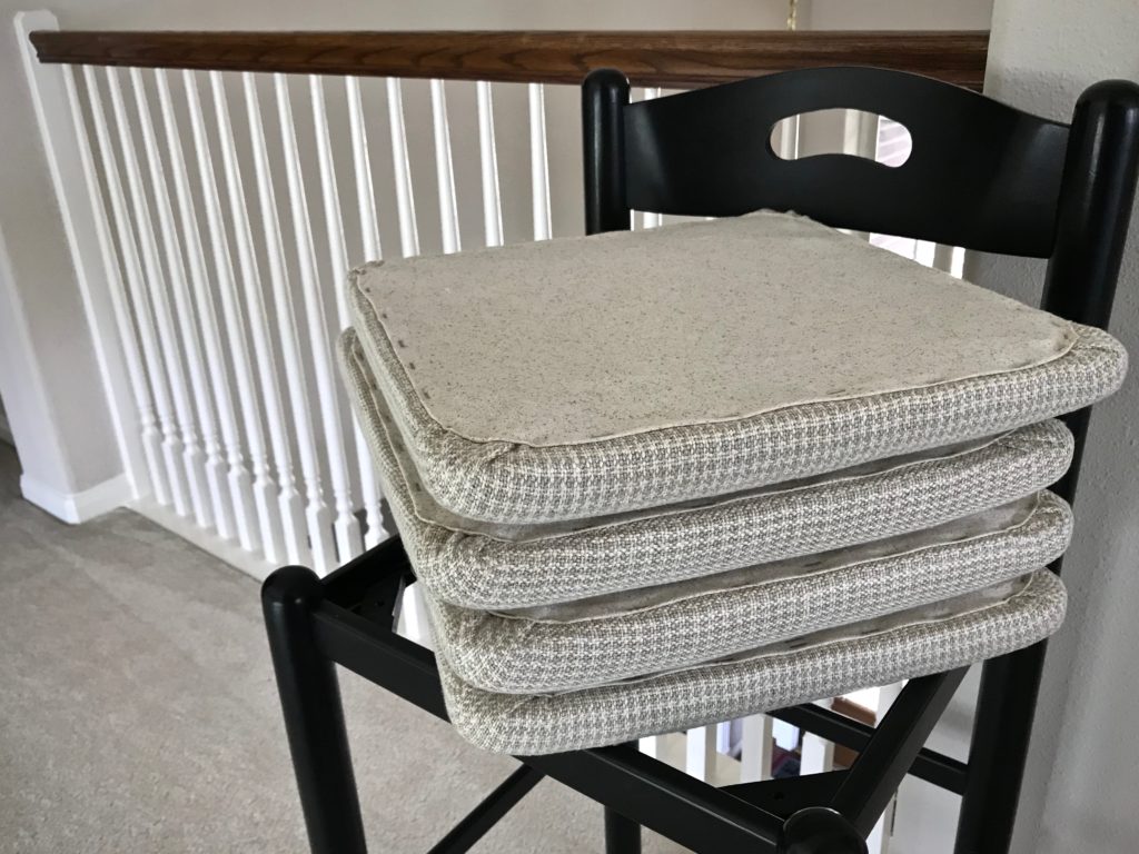 Four newly upholstered chair seats. Handwoven Upholstery.