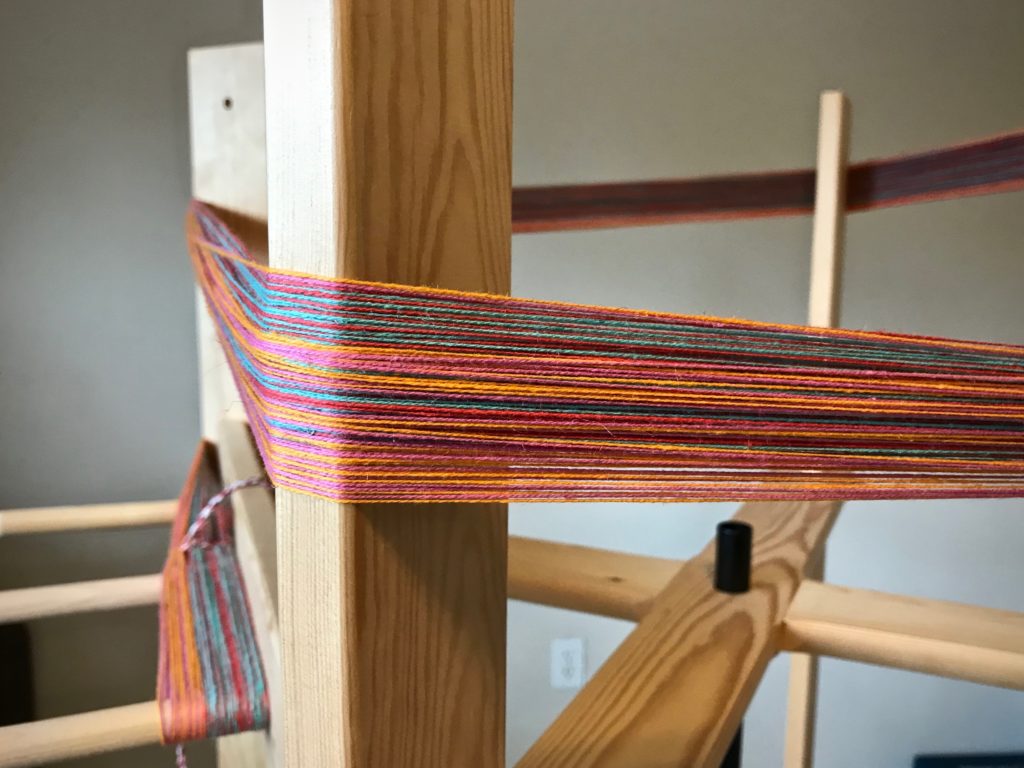 New warp on the warping reel.