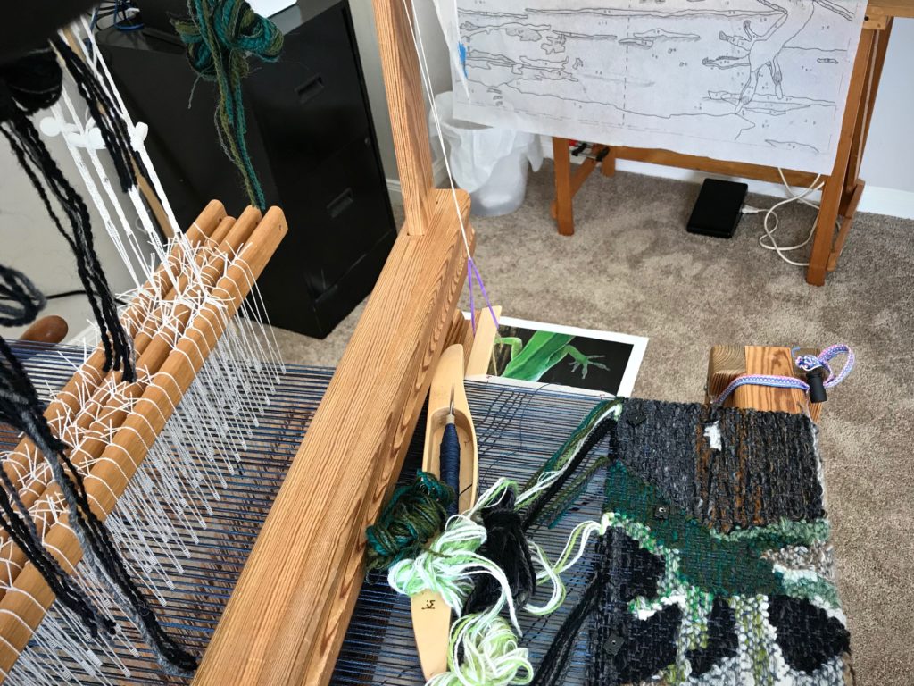 Lizard tapestry on Glimakra Ideal loom.