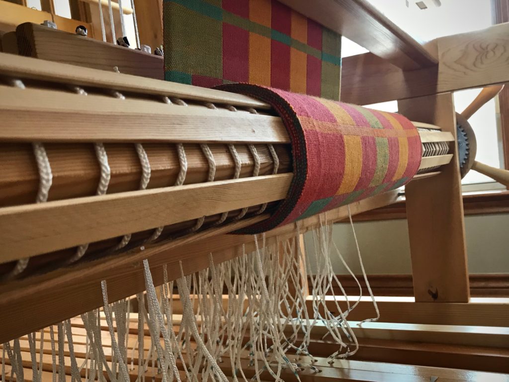 Cloth beam fills up with double weave towels.