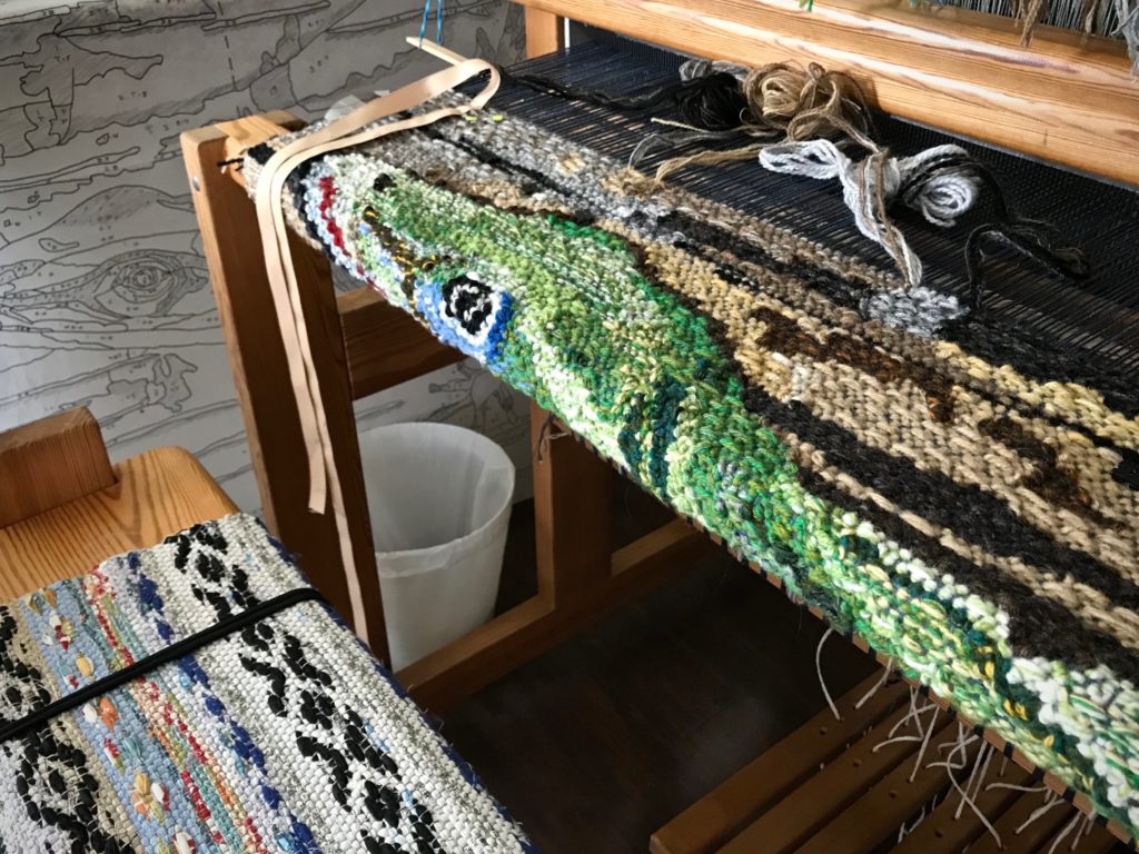 Lizard tapestry. Four-shaft tapestry on a Glimakra Ideal.