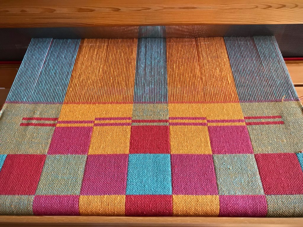 Double weave towels on the loom.