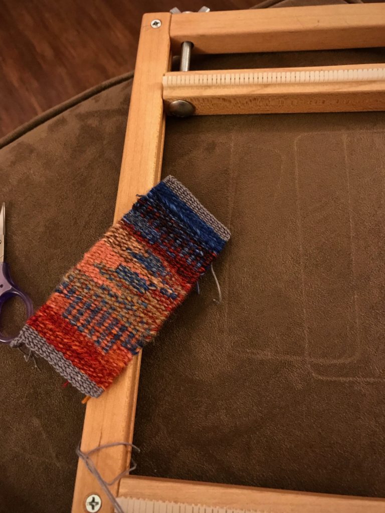 Tiny tapestry just off the little loom.