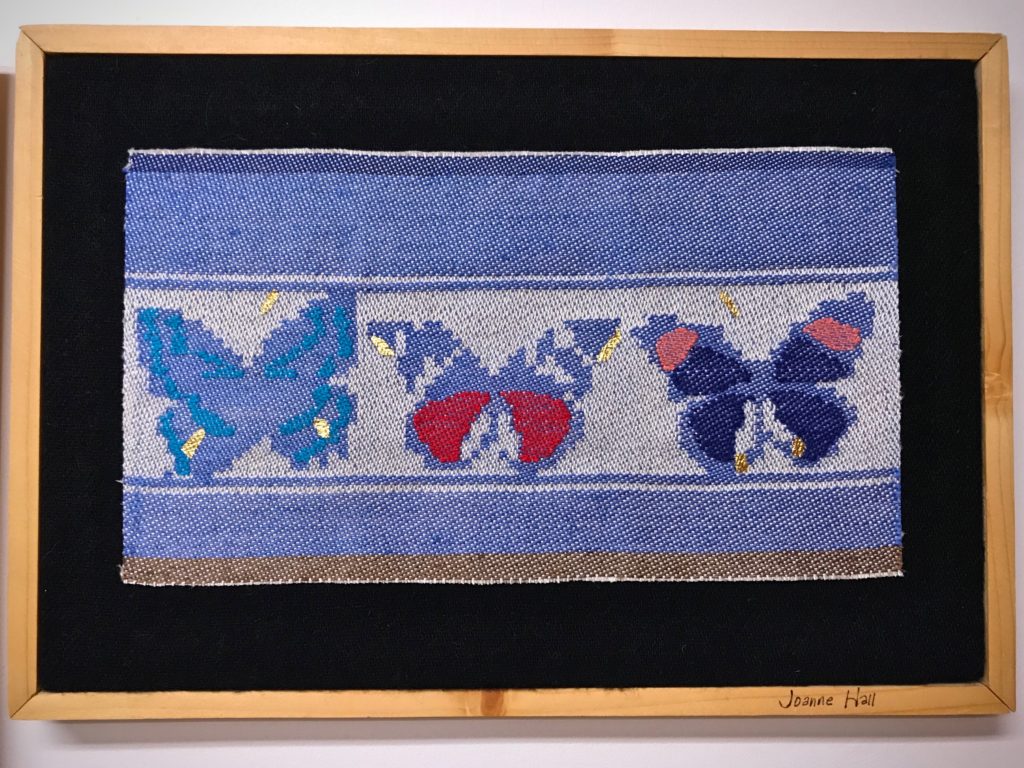 Butterflies, woven by Joanne Hall on a single unit drawloom.