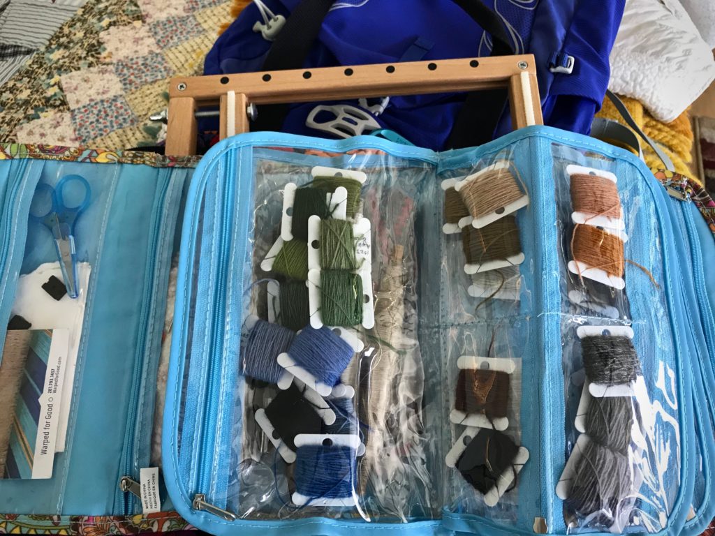 Preparing for some travel tapestry weaving.