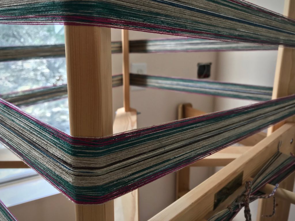 Winding a linen warp.