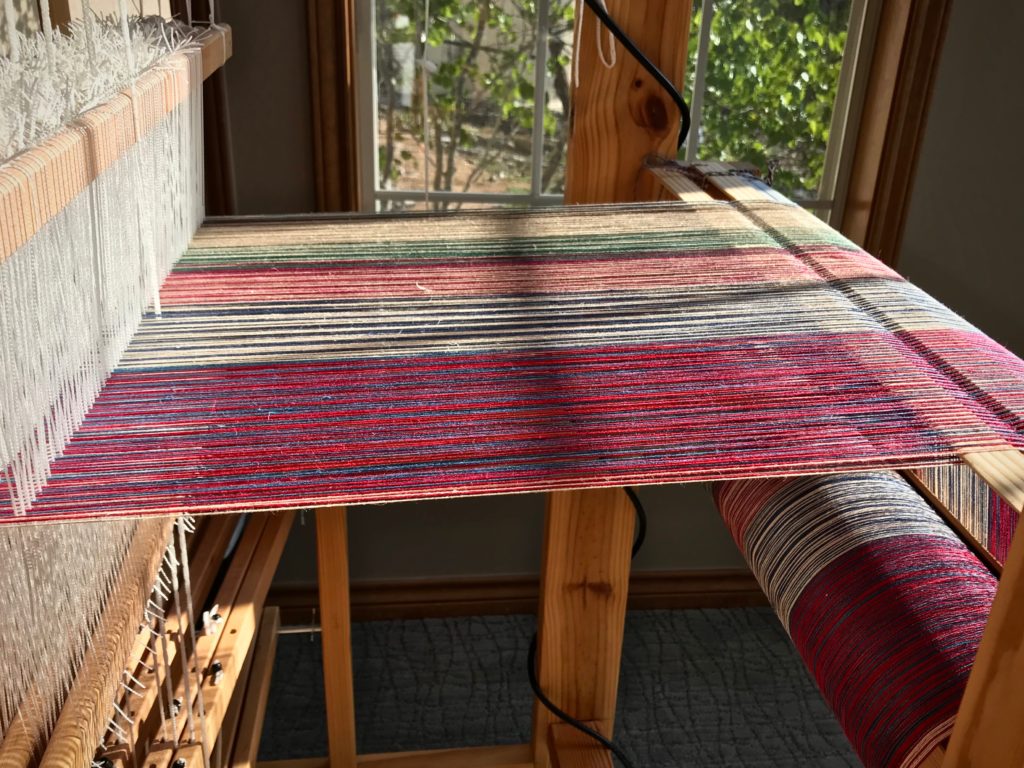 Afternoon sun on a new warp.