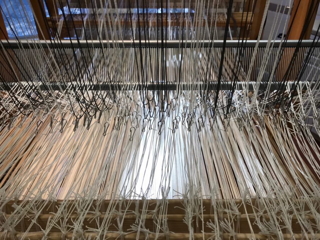 Lanyard clips on the drawloom. Process pics.