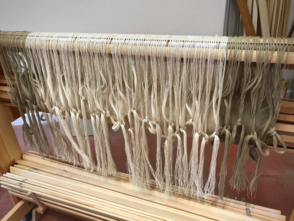 Drawloom - rug warp is ready for threading.