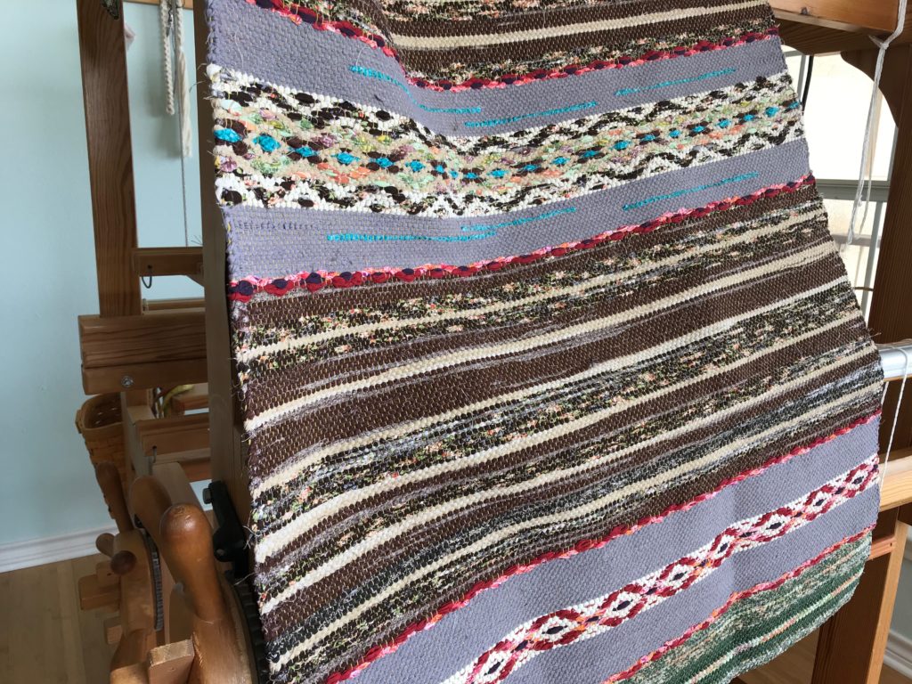 Rosepath rag rug, fresh off the loom.