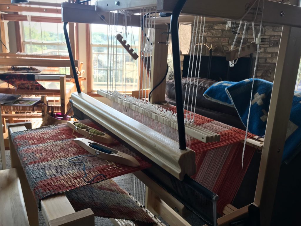 Swedish loom corner in the living room. New Glimakra Julia.