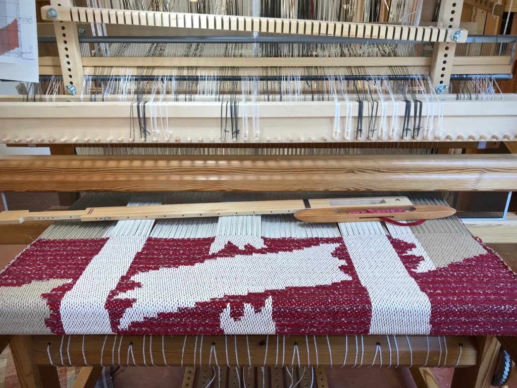 Drawloom rag rug in the making.