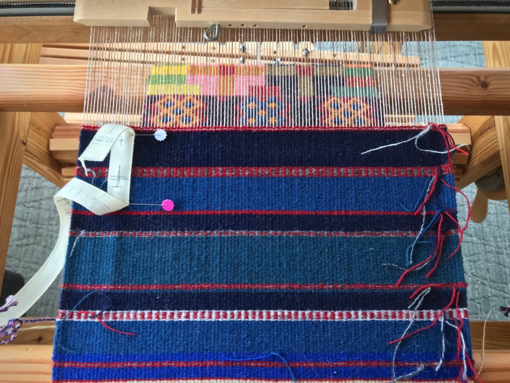 Handwoven shoulder bag in progress.