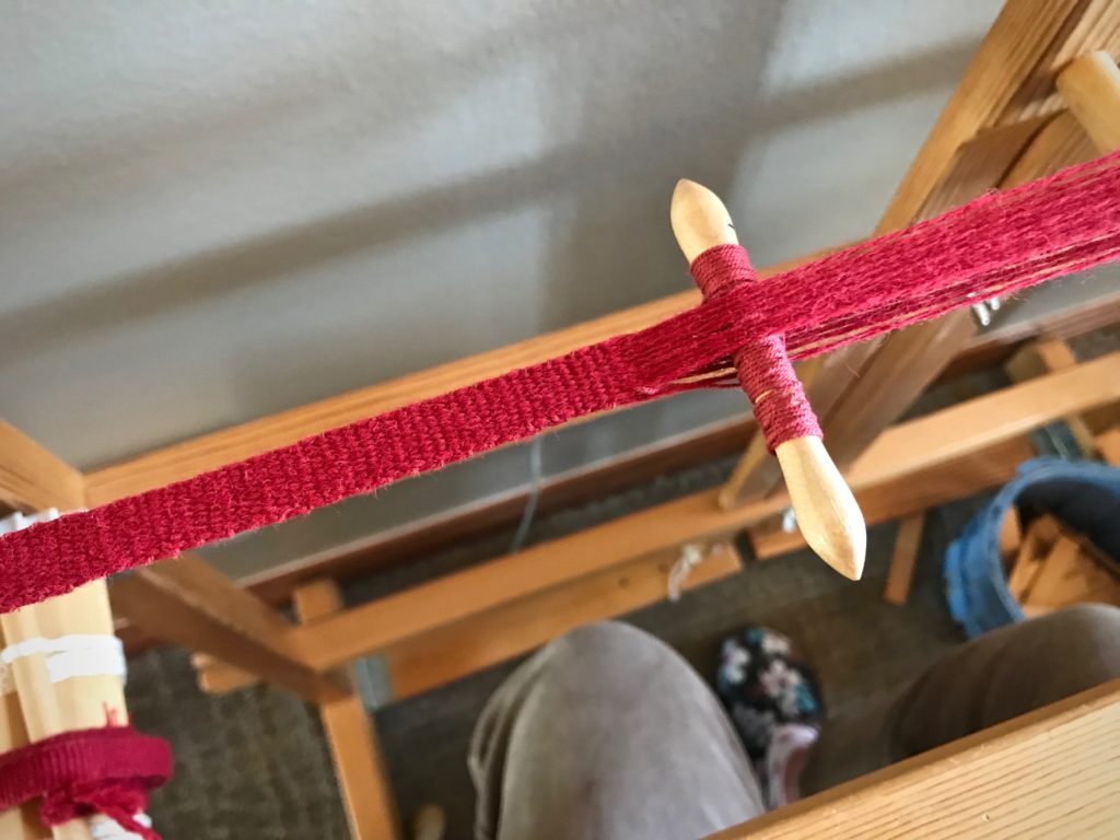 Glimakra band loom. Narrow wool band.