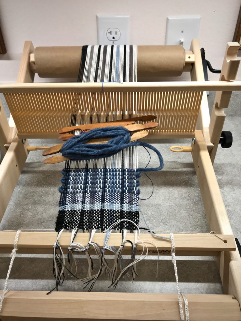 Mug rugs on Glimåkra Emilia rigid heddle loom.