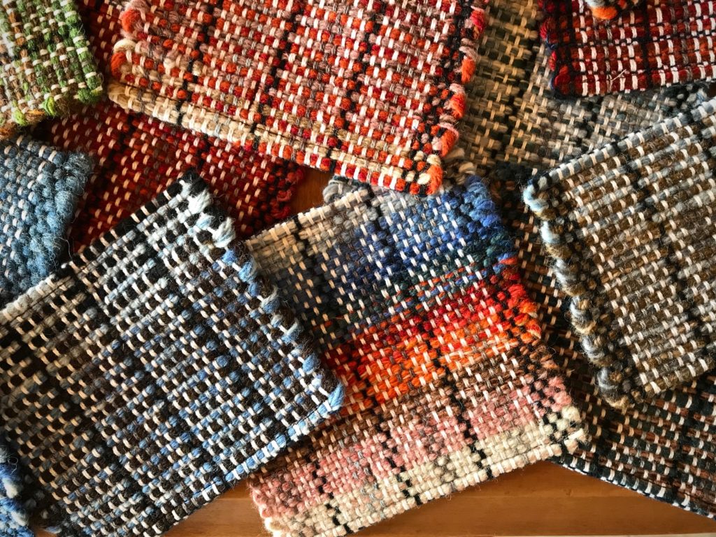 Wool handwoven coasters.