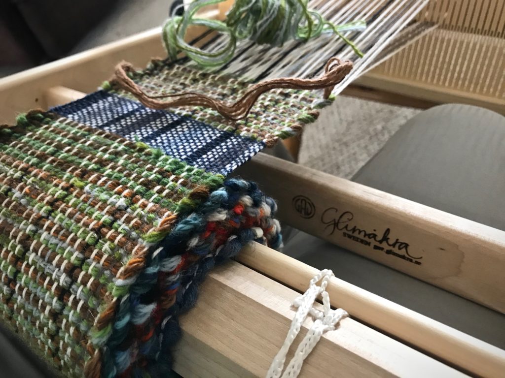 Weaving mug rugs on my Glimakra Emilia rigid heddle loom.