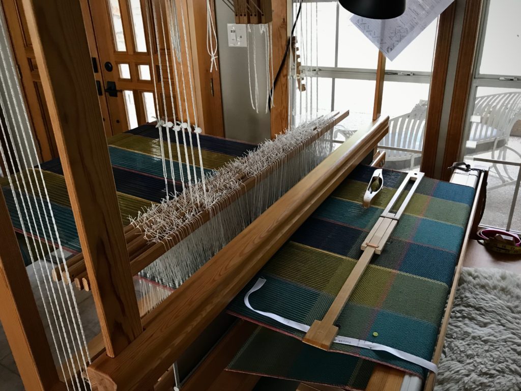 Cottolin bath towels on the loom.