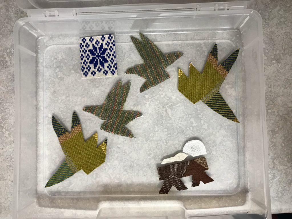 Making handwoven applique Nativity.