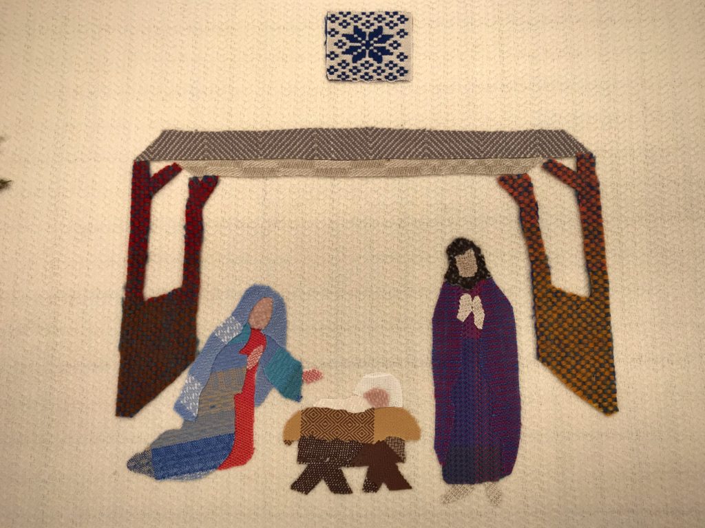 Handwoven applique Nativity scene.