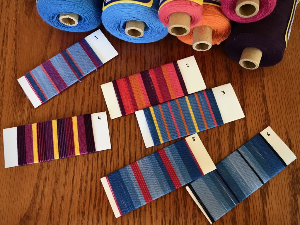 Planning warp stripes with 8/2 cotton.