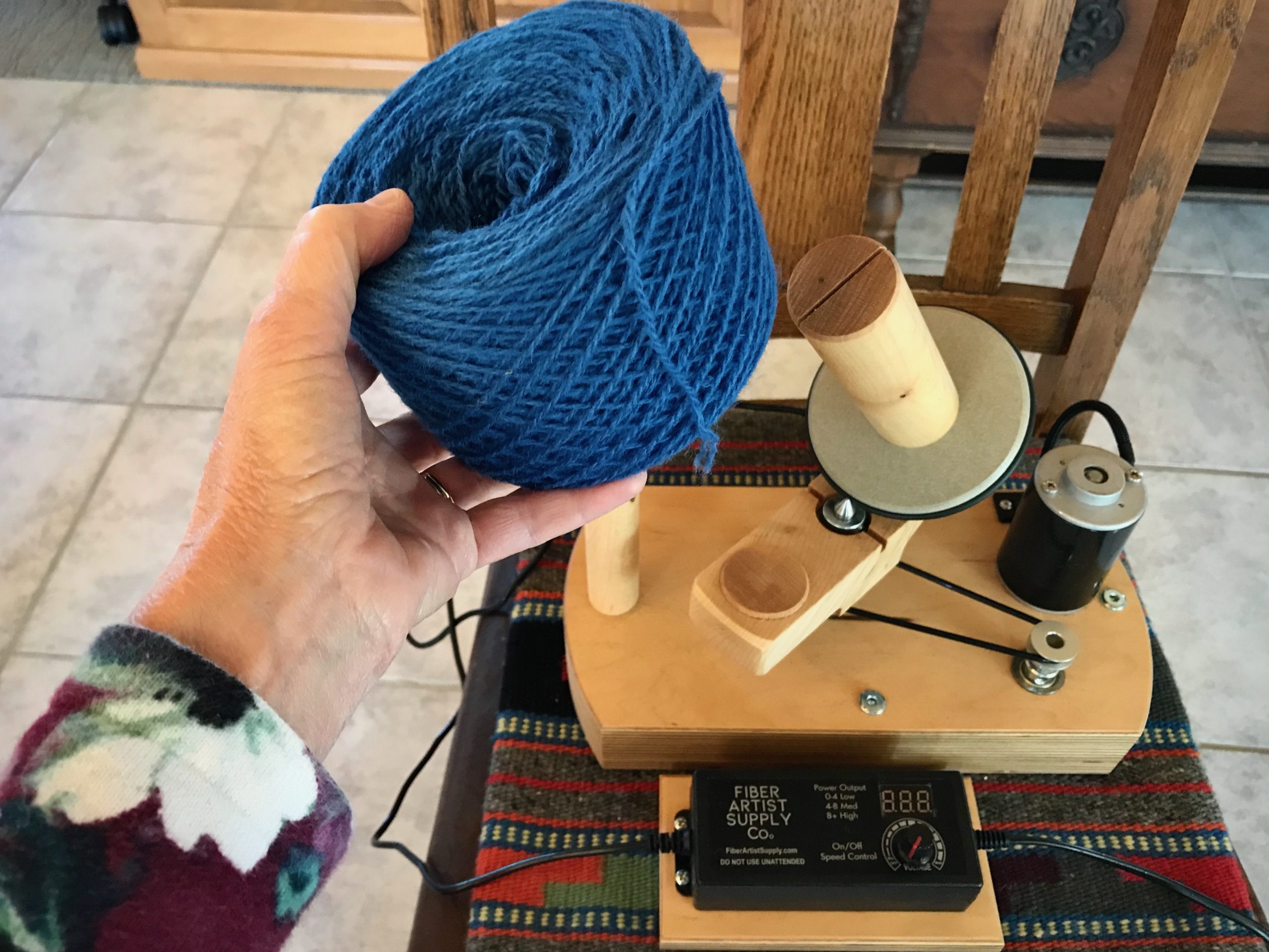 New ball of yarn from the electric ball winder.
