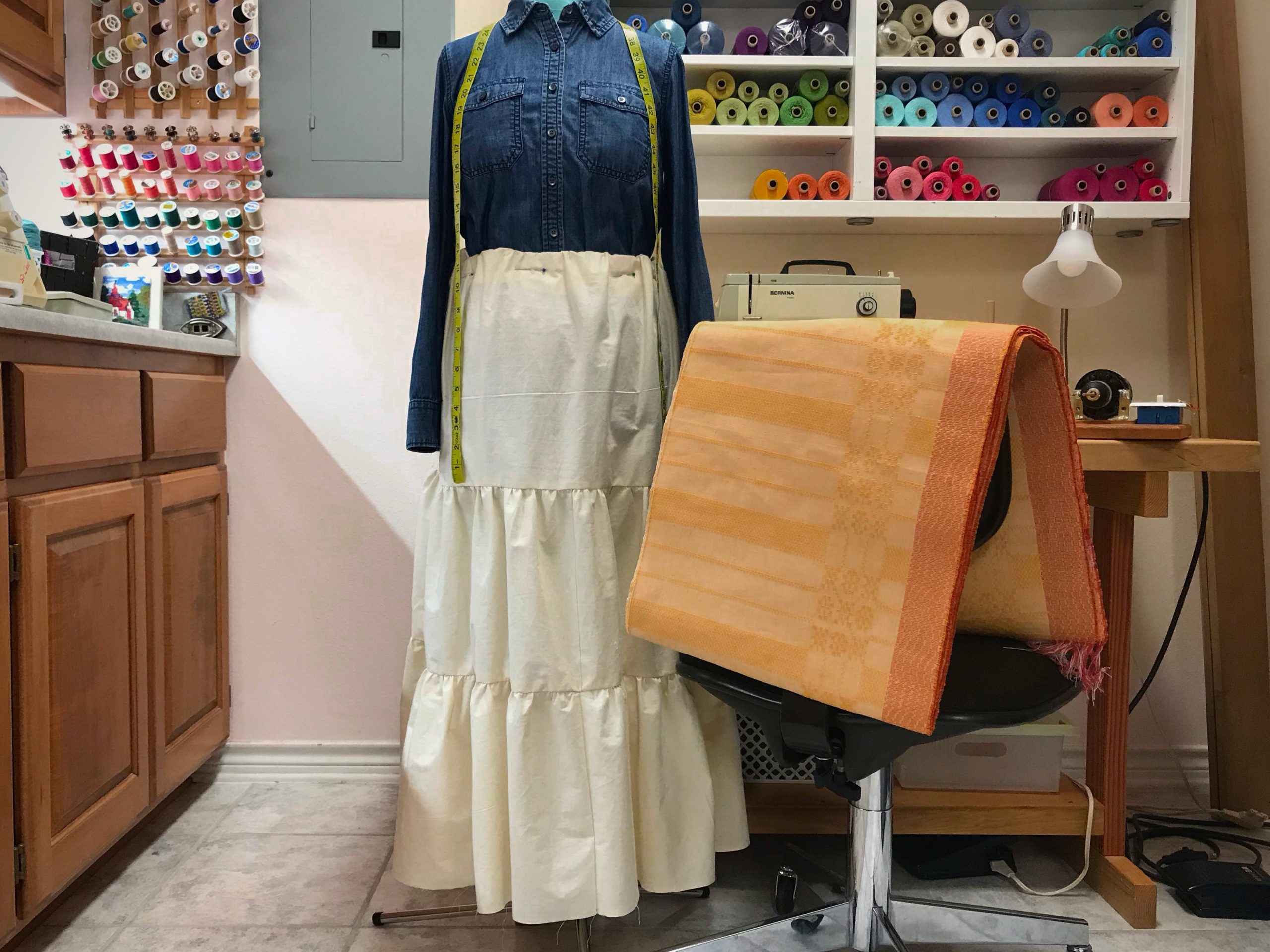 Handwoven skirt fabric.