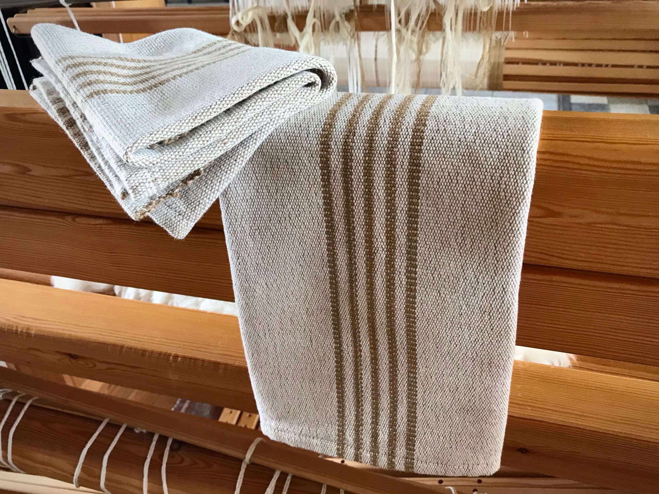 Natural Colored Cotton Dish Towels woven at Homestead Fiber Crafts.