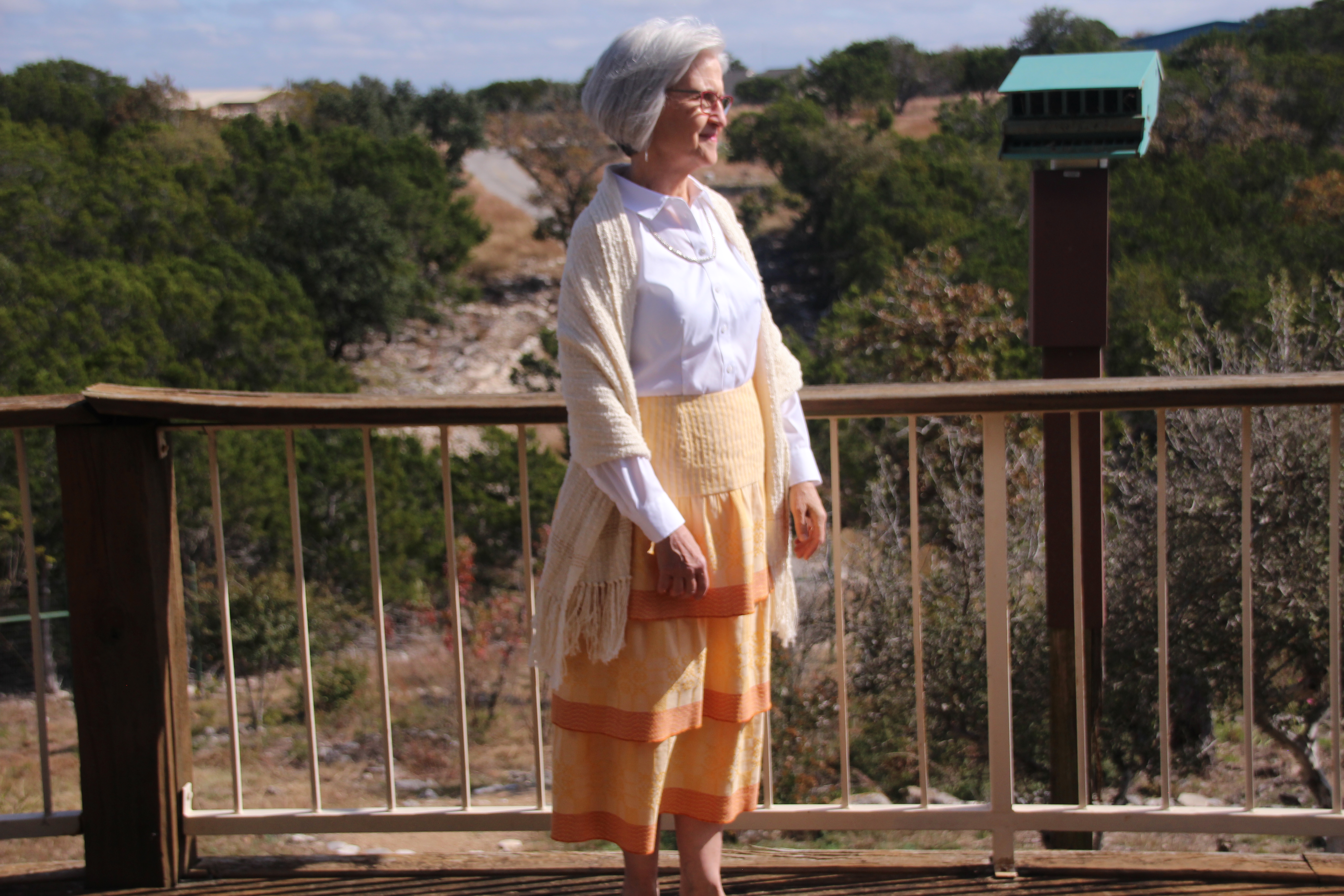 Tiers of Joy handwoven skirt! designed and woven by Karen Isenhower.